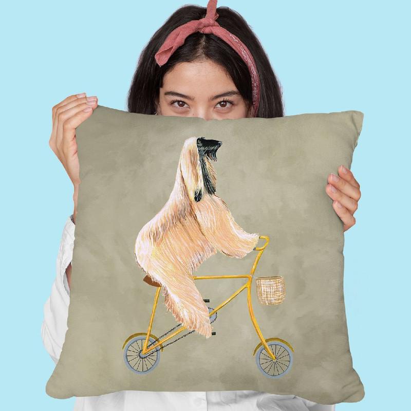 Afghan On Bicycle Throw Pillow By Coco De Paris