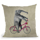 Elephant On Bicycle Throw Pillow By Coco De Paris