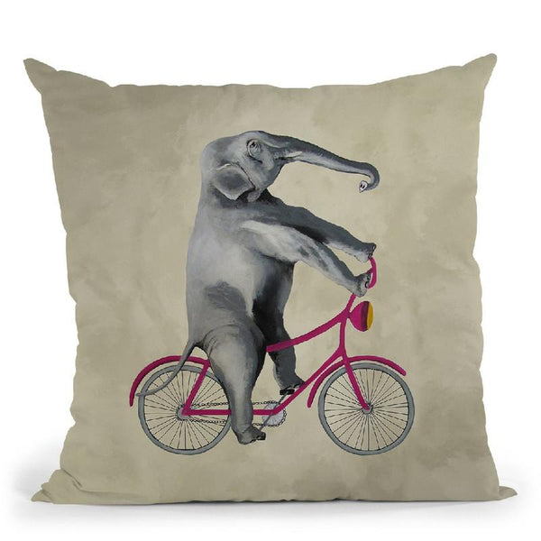 Elephant On Bicycle Throw Pillow By Coco De Paris