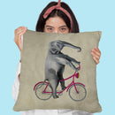 Elephant On Bicycle Throw Pillow By Coco De Paris