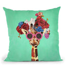 Flower Power Girafe Turquoise Throw Pillow By Coco De Paris