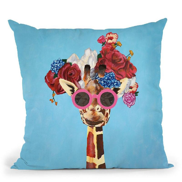 Flower Power Girafe Throw Pillow By Coco De Paris