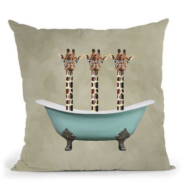 Girafes In Bathtub Throw Pillow By Coco De Paris