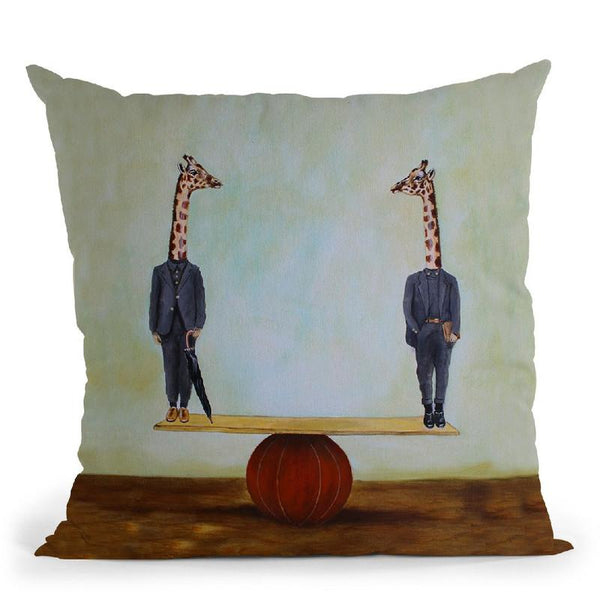 Giraffes In Balance Throw Pillow By Coco De Paris
