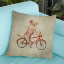 Golden Retriever On Bicycle Throw Pillow By Coco De Paris