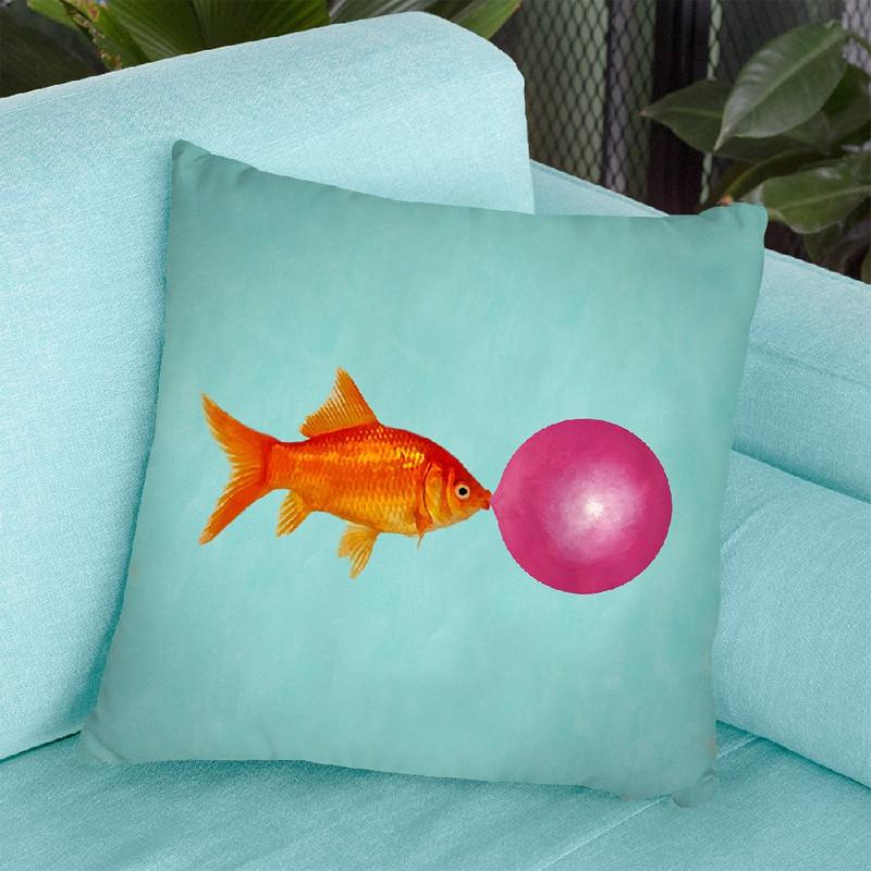 Goldfish With Bubblegum Throw Pillow By Coco De Paris