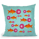 Goldfishes With Bubblegum Throw Pillow By Coco De Paris