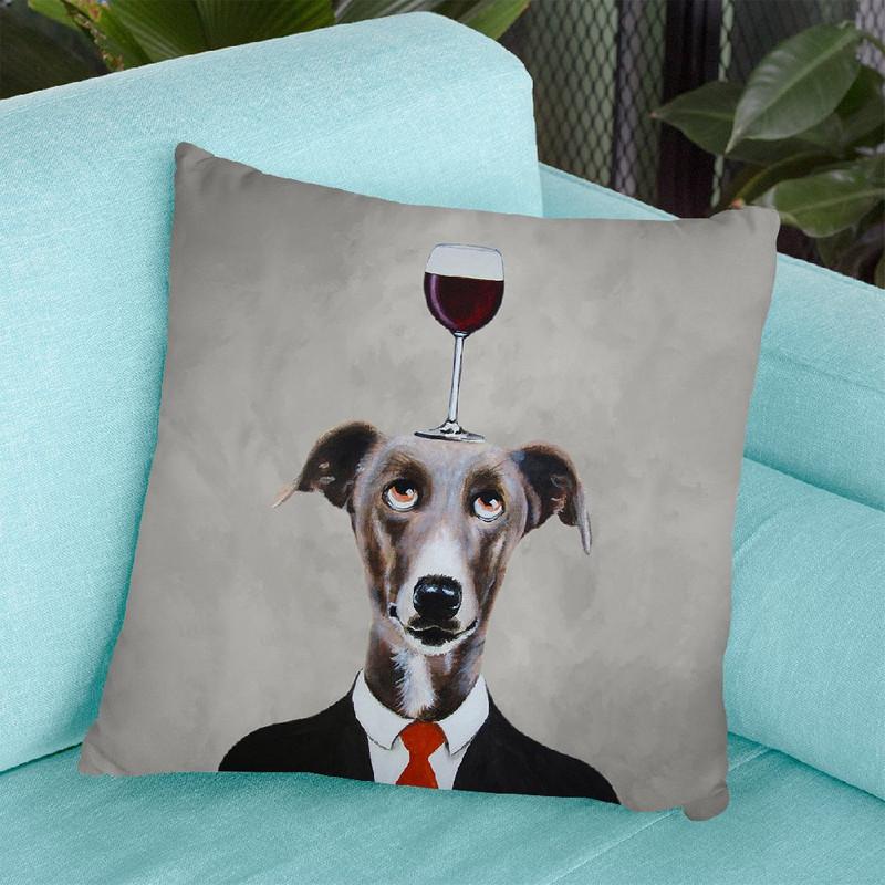 Greyhound With Wineglass Throw Pillow By Coco De Paris