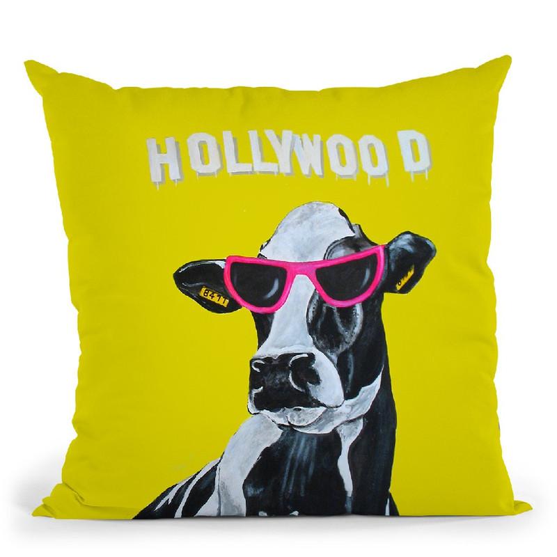 Hollywood Cow Throw Pillow By Coco De Paris