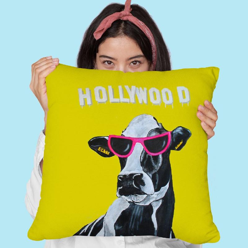 Hollywood Cow Throw Pillow By Coco De Paris
