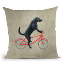 Black Labrador On Bicycle Throw Pillow By Coco De Paris