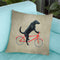 Black Labrador On Bicycle Throw Pillow By Coco De Paris