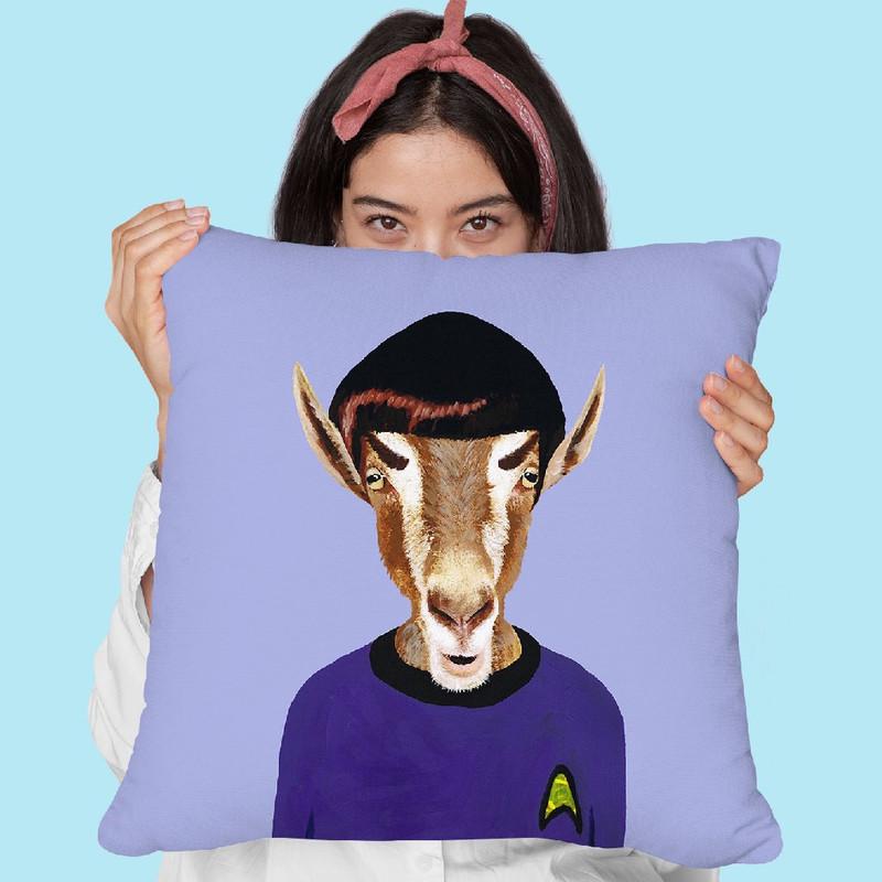 Spock Goat Throw Pillow By Coco De Paris