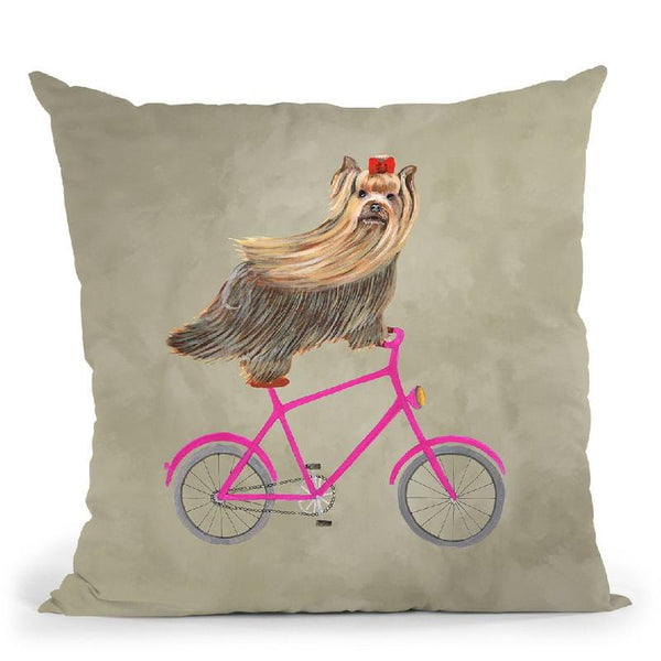 Yorkshire On Bicycle Throw Pillow By Coco De Paris