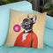 Boston Terrier With Bubblegum Throw Pillow By Coco De Paris