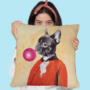 Boston Terrier With Bubblegum Throw Pillow By Coco De Paris