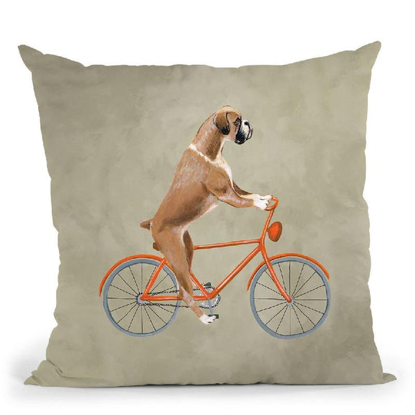 Boxer On Bicycle Throw Pillow By Coco De Paris