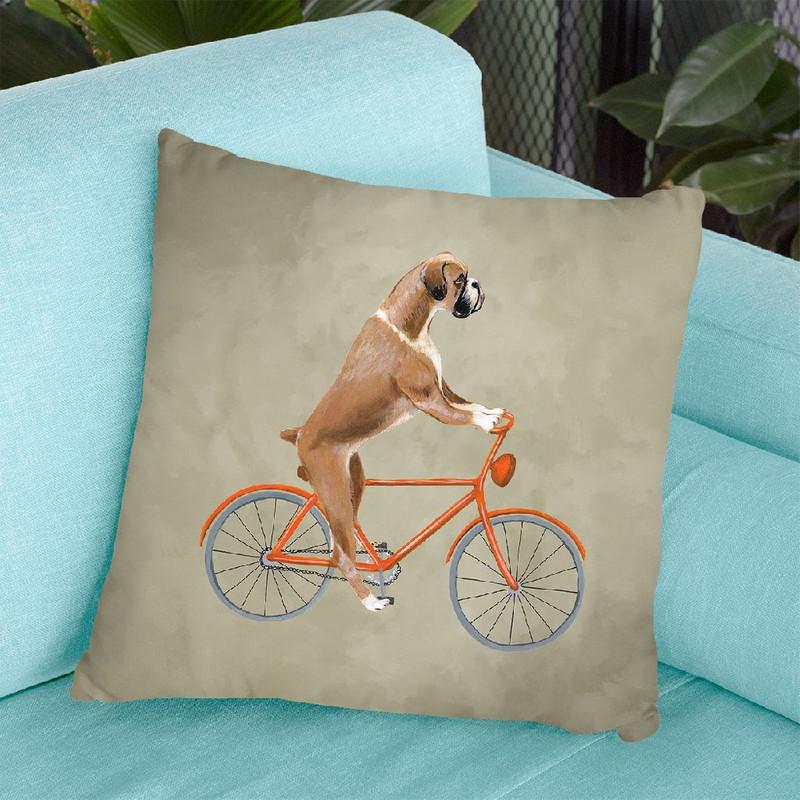 Boxer On Bicycle Throw Pillow By Coco De Paris