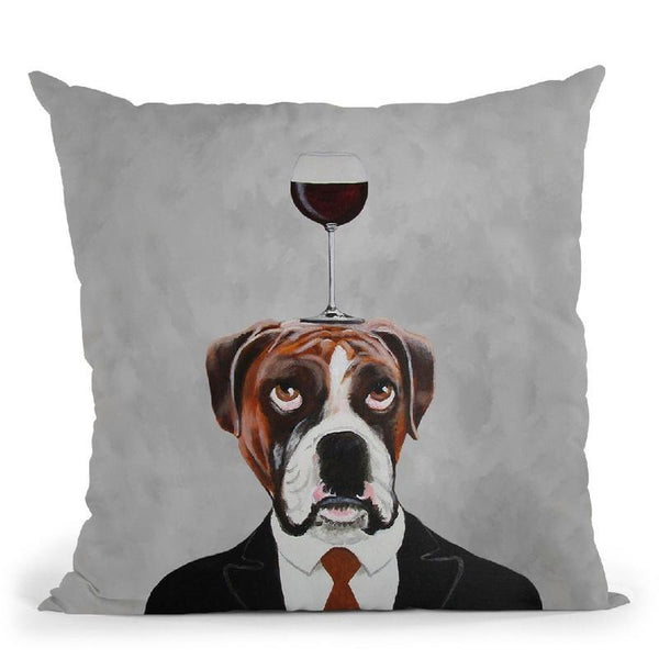 Boxer With Wineglass Throw Pillow By Coco De Paris
