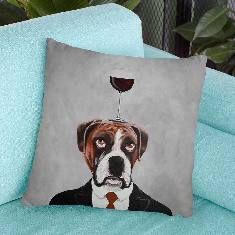 Boxer With Wineglass Throw Pillow By Coco De Paris