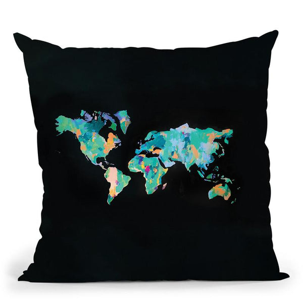 World Map Throw Pillow By Christine Lindstrom