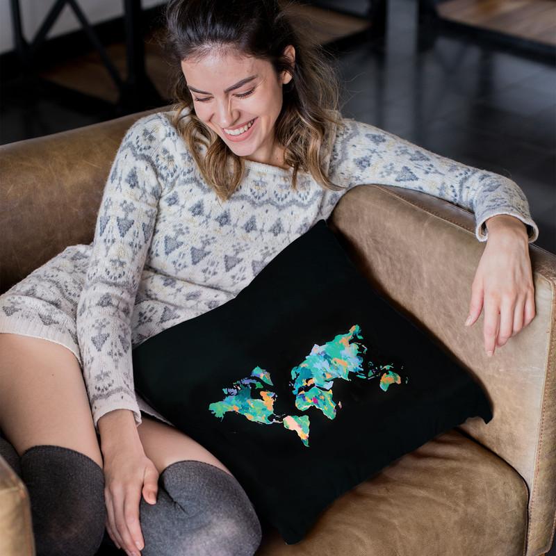 World Map Throw Pillow By Christine Lindstrom