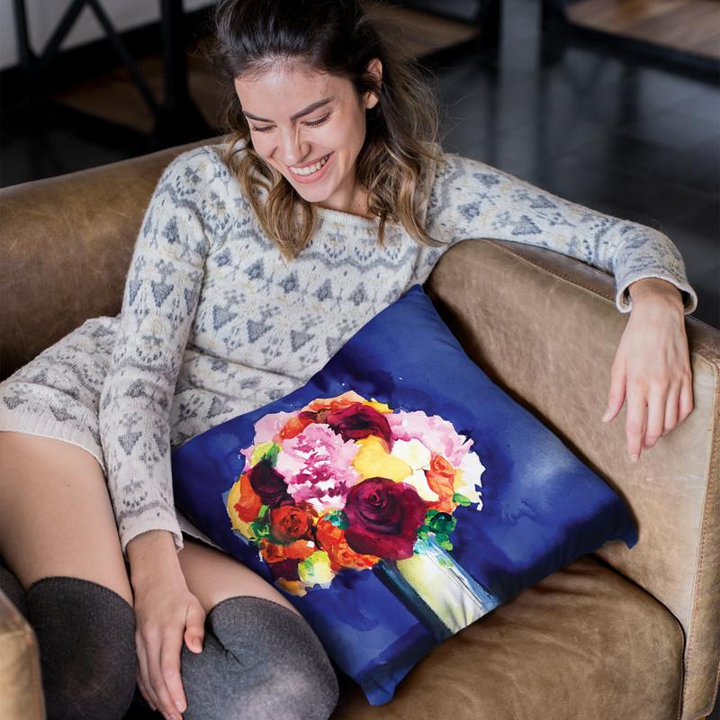 Blue Bouquet Throw Pillow By Christine Lindstrom