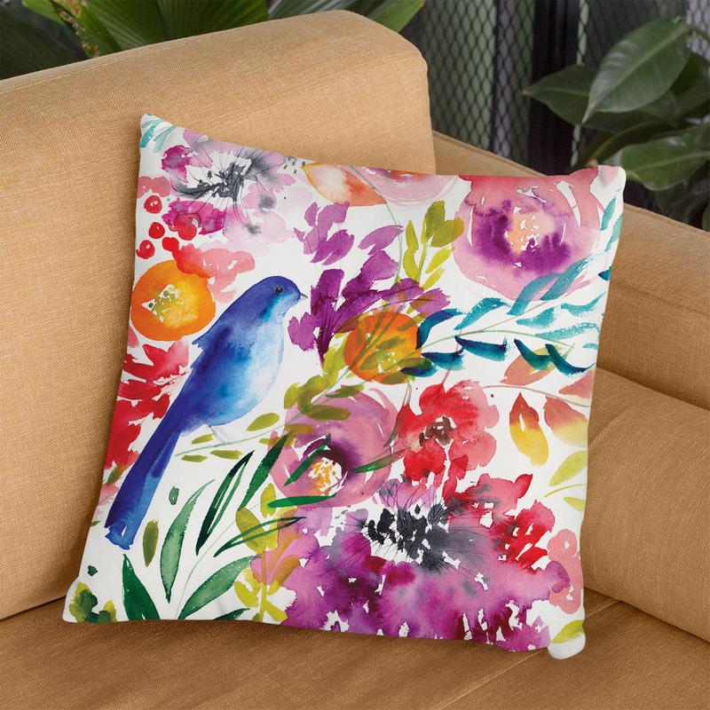 Bluebird In The Blooms Throw Pillow By Christine Lindstrom