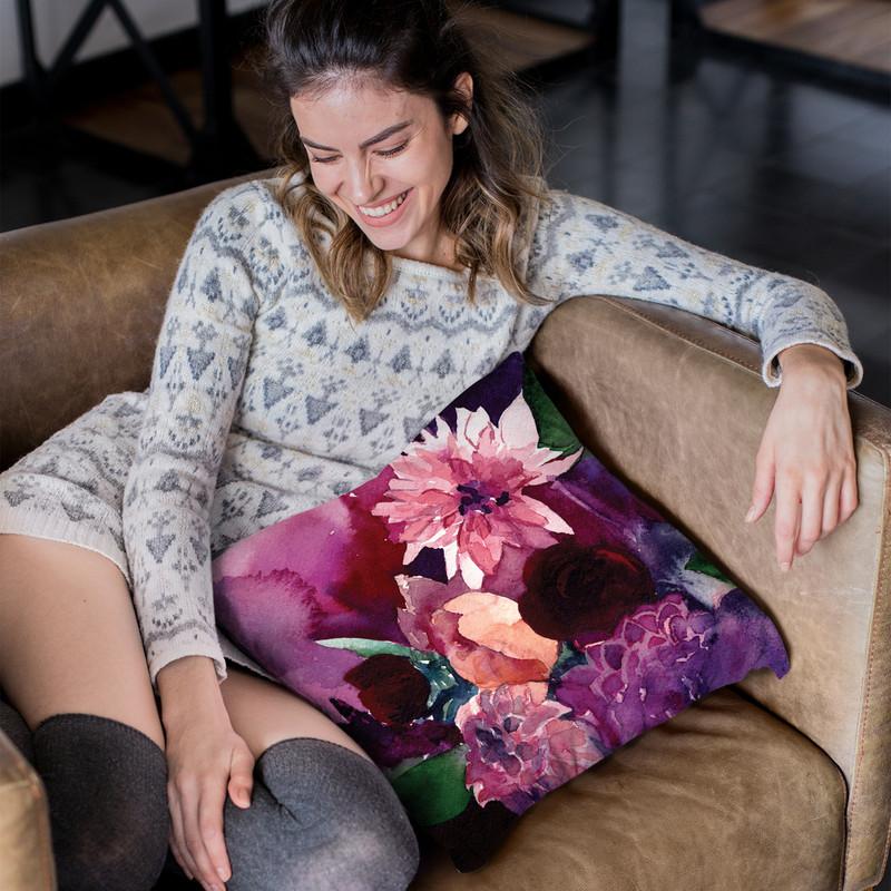 Dahlias Small Throw Pillow By Christine Lindstrom