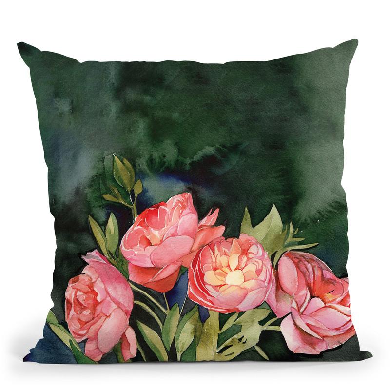 Dark Blooms Throw Pillow By Christine Lindstrom