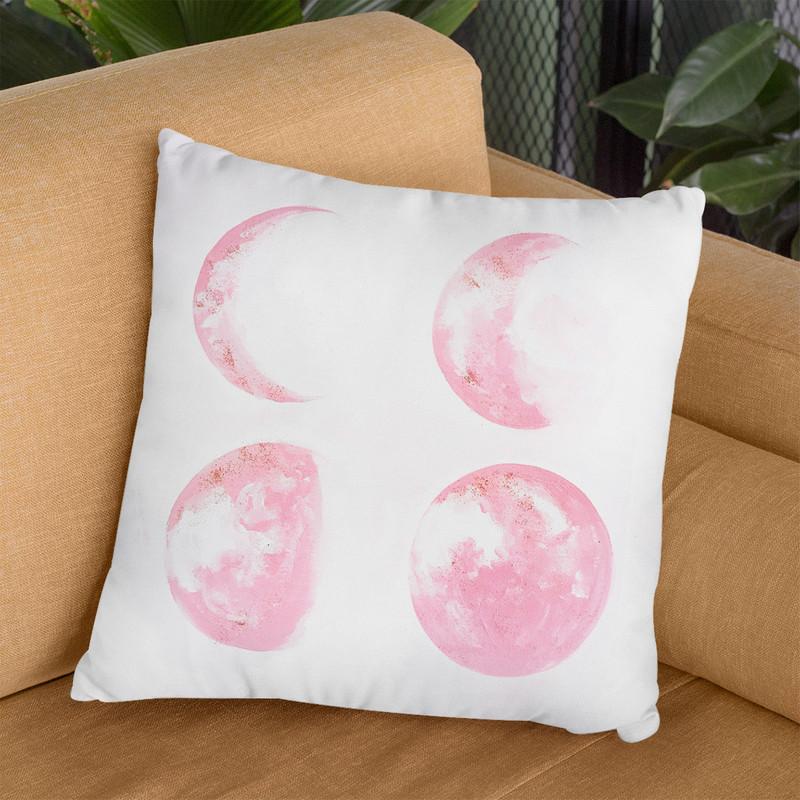 Moon Phases In Pink Throw Pillow By Christine Lindstrom