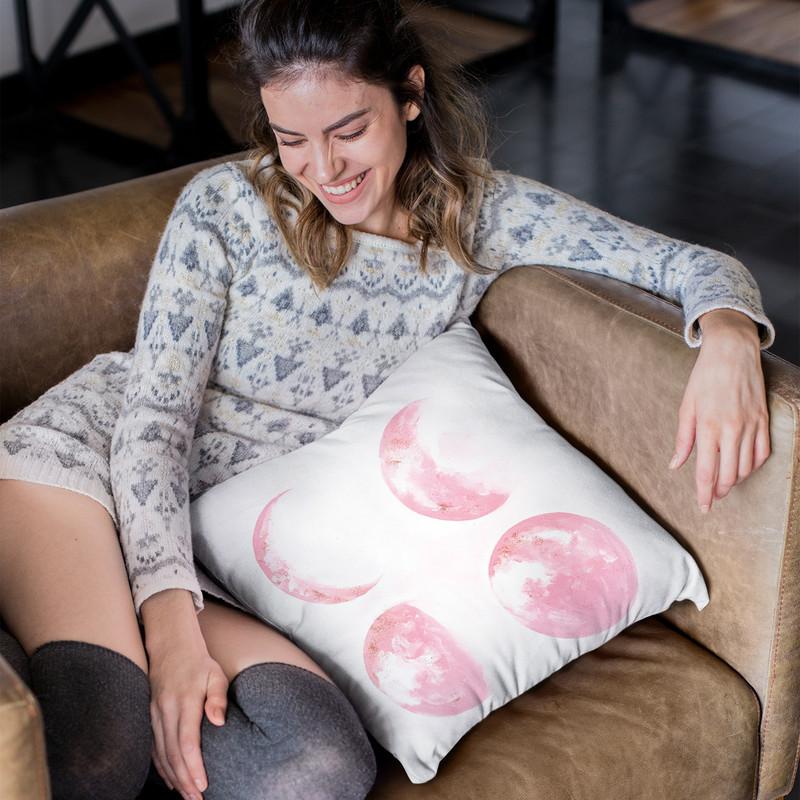 Moon Phases In Pink Throw Pillow By Christine Lindstrom