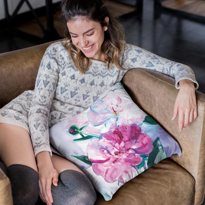 Periwinkle Peony Small Throw Pillow By Christine Lindstrom
