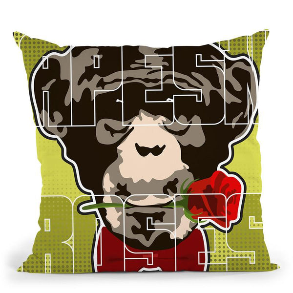 Chimp And Roses I Throw Pillow By Christian Mielu