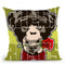 Chimp And Roses I Throw Pillow By Christian Mielu