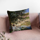 On The Bank Of The Seine, Benne Throw Pillow By Claude Monet
