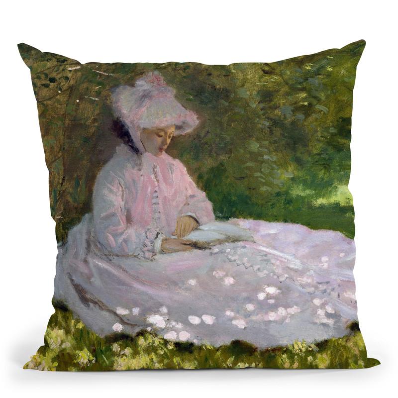 Springtime Throw Pillow By Claude Monet
