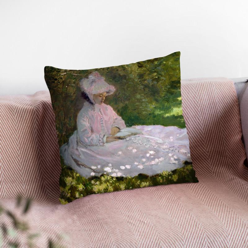 Springtime Throw Pillow By Claude Monet