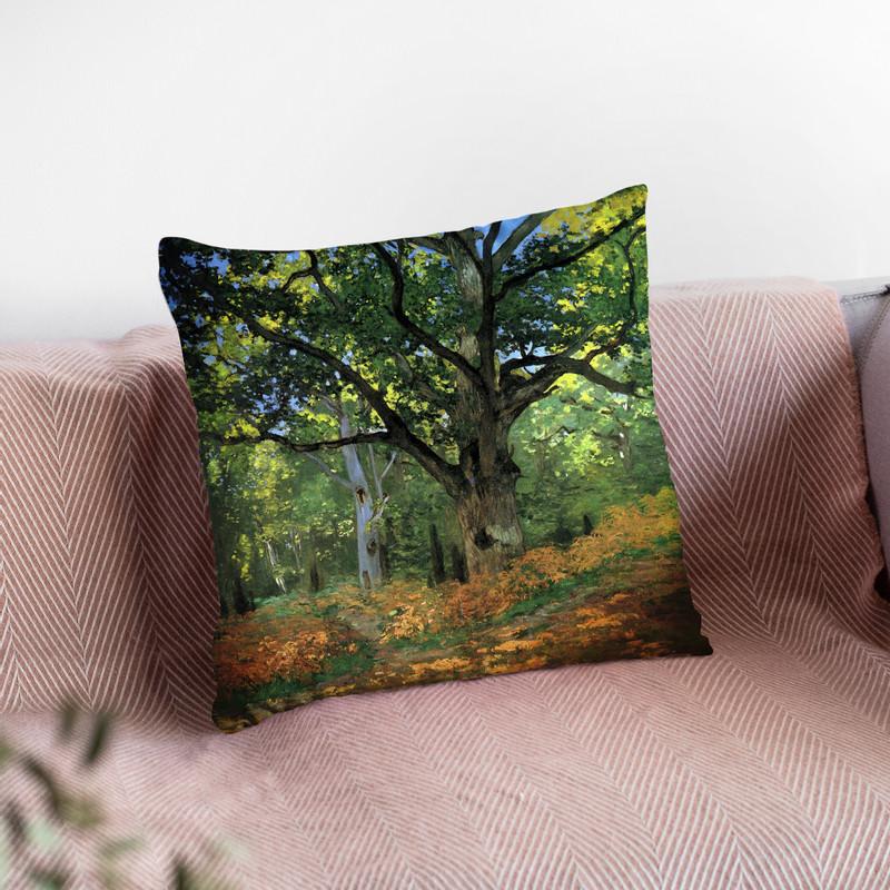 The Bodmer Oak, Fontainebleau F Throw Pillow By Claude Monet