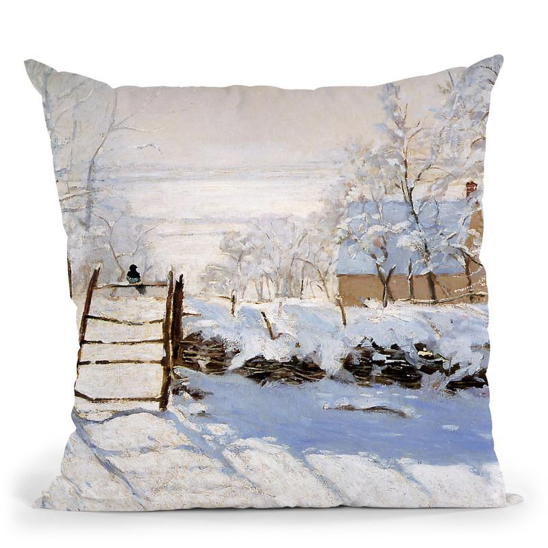 The Magpie Throw Pillow By Claude Monet