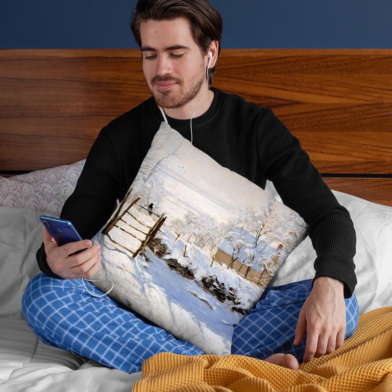 The Magpie Throw Pillow By Claude Monet