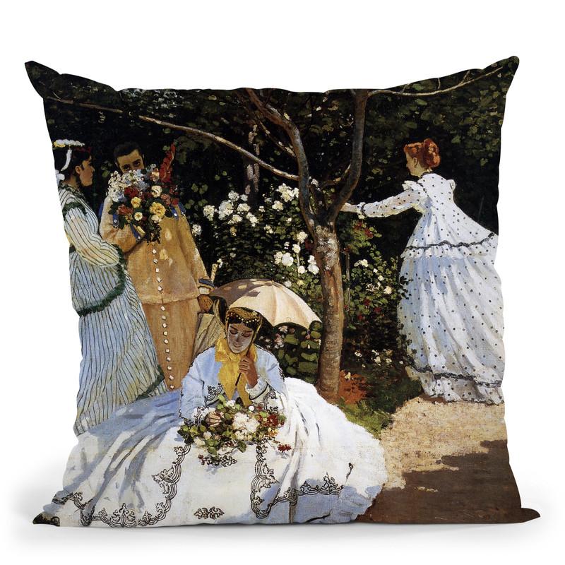 Women In The Garden Throw Pillow By Claude Monet