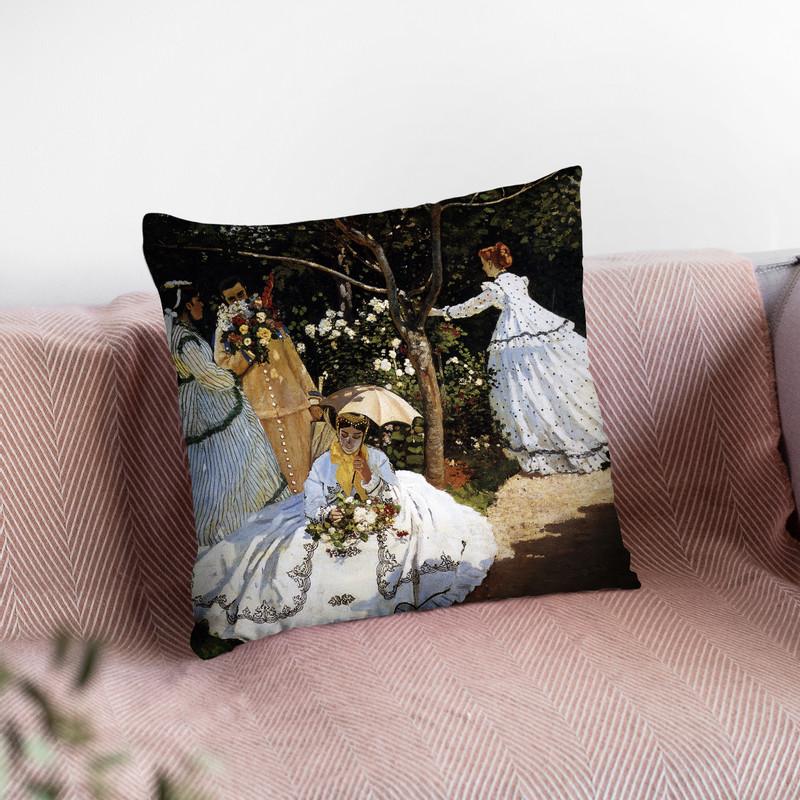 Women In The Garden Throw Pillow By Claude Monet