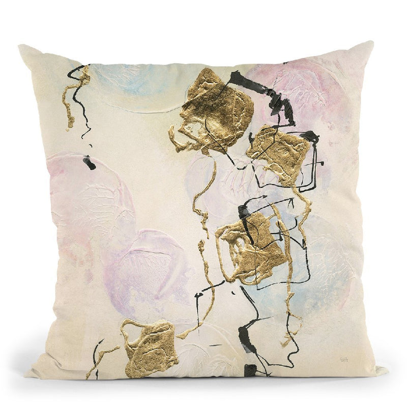 Gold Blocks On Pastel I Throw Pillow By Chris Paschke