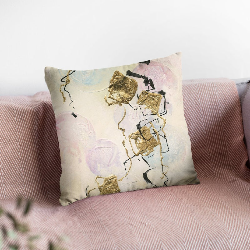 Gold Blocks On Pastel I Throw Pillow By Chris Paschke