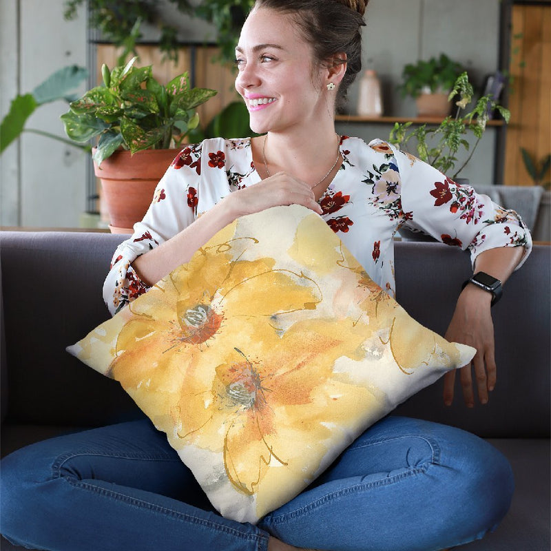 Golden Clematis I Throw Pillow By Chris Paschke
