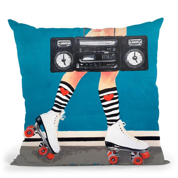 Roller Girl Throw Pillow By Dominique Steffens