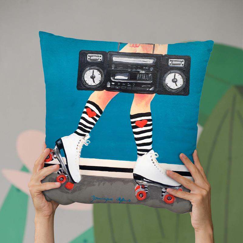 Roller Girl Throw Pillow By Dominique Steffens
