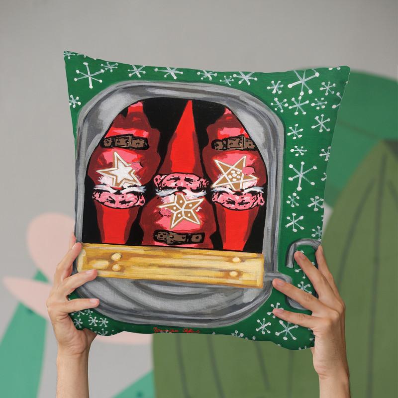 Cookie Xmas Gnomes Throw Pillow By Dominique Steffens