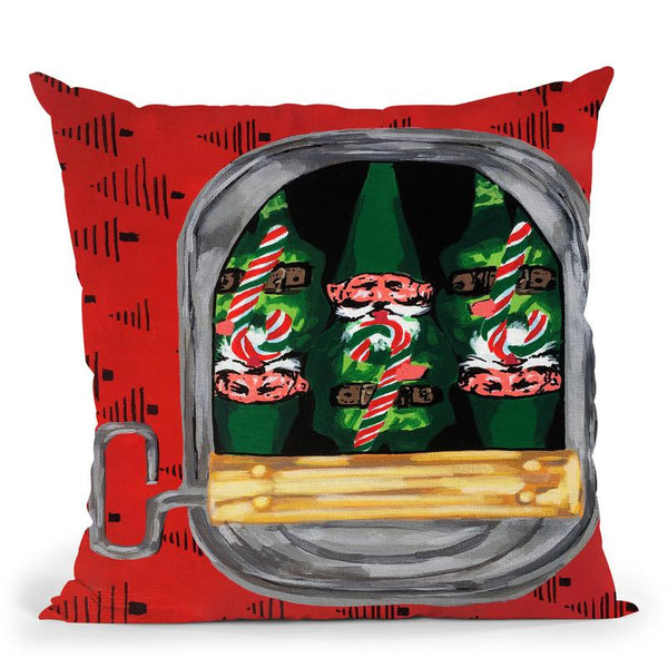Xmas Gnomes Candy Cane Throw Pillow By Dominique Steffens